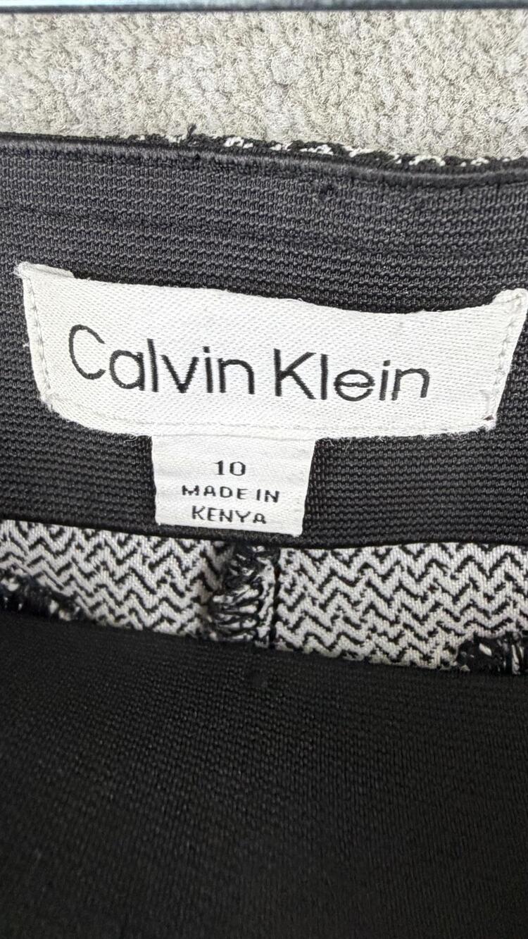 Calvin Klein Pants Womens 10 Gray Herringbone Jegging Elastic Waist Pull On - Picture 3 of 10